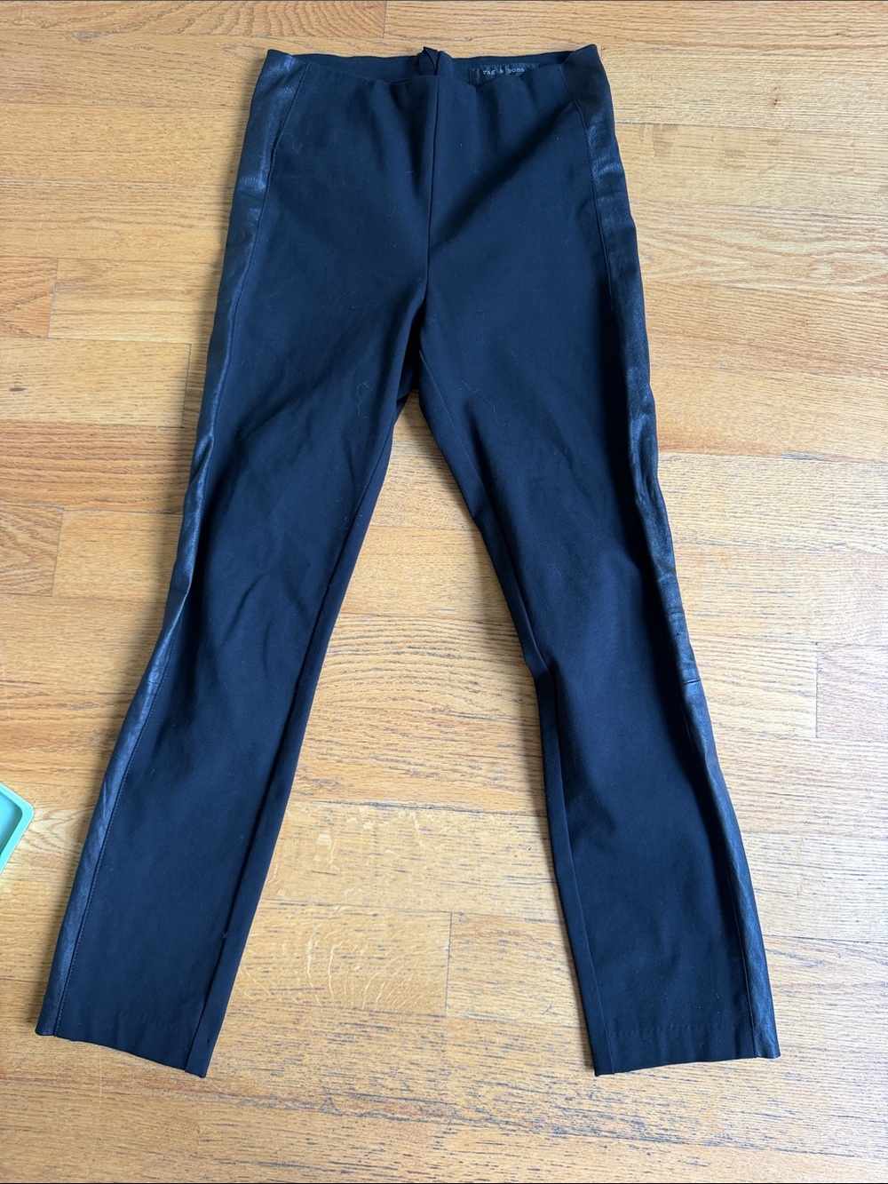 rag & bone women’s Black Slim Tuxedo-leather Stripe Dress Pants